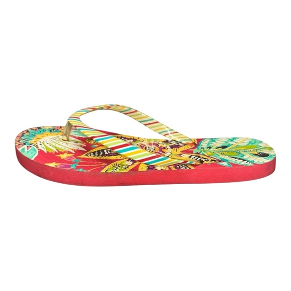 Vera Bradley Flip-Flops Bright Floral & Striped Thong Sandals Size 6 - Picture 3 of 6